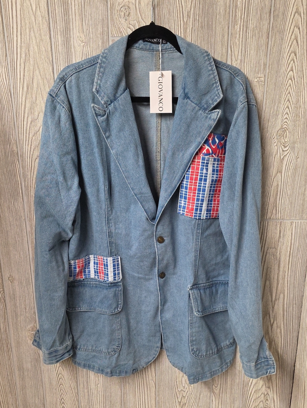 Giovanco Denim Light Wash Blazer Jacket Men's Size 2XL NWT